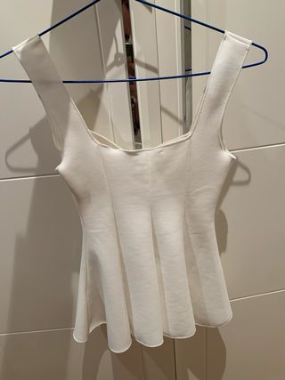 Top Zara volantes blanco Talla S