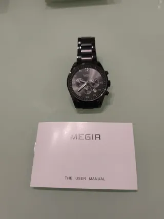 Reloj Megir Negro/Plateado Esfera 44mm