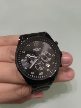 Reloj Megir Negro/Plateado Esfera 44mm