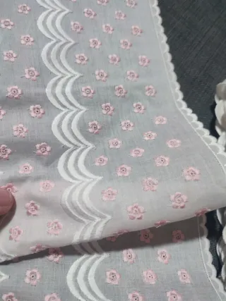 Puntilla ancha bordada flores rosas