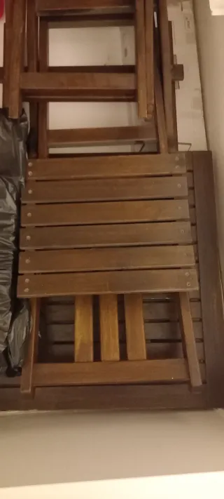 Mesa y 2 sillas de exterior madera