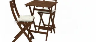 Mesa y 2 sillas de exterior madera