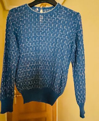 Jersey fiesta azul plata elástico