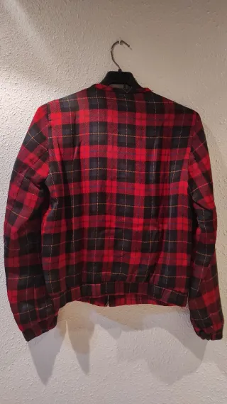 Chaqueta Bomber Cuadros Rojo y Negro