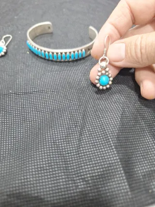 Conjunto Plata y Turquesa Antiguo