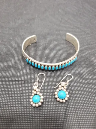 Conjunto Plata y Turquesa Antiguo