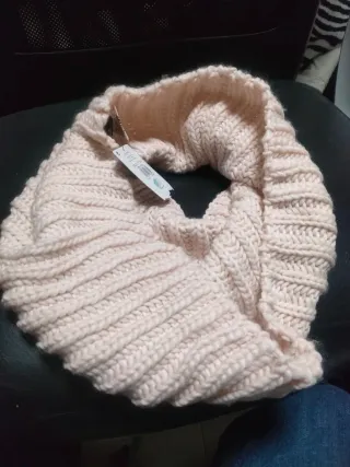 Cuello de punto mujer beige/rosa