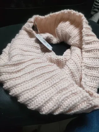 Cuello de punto mujer beige/rosa