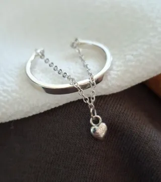 Anillo Plata Ley Corazón Ajustable