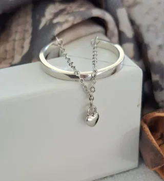 Anillo Plata Ley Corazón Ajustable