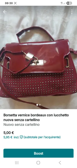 Borsetta vernice bordeaux con lucchetto