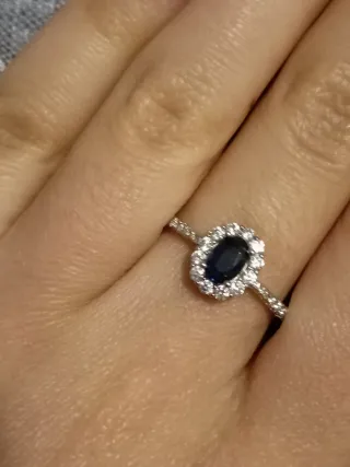 Anillo Plata con Zafiro Ovalado