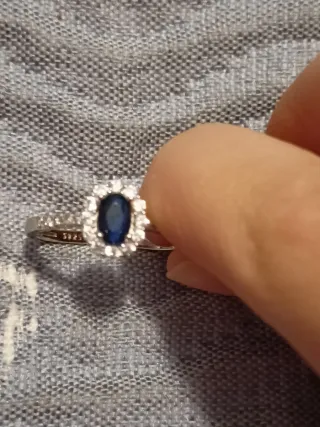 Anillo Plata con Zafiro Ovalado