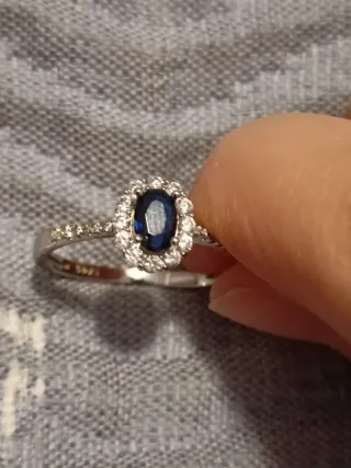 Anillo Plata con Zafiro Ovalado