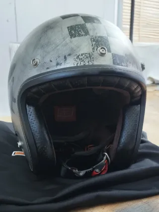 Casco Moto Jet Cuadros Vintage