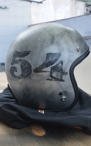 Casco Moto Jet Cuadros Vintage
