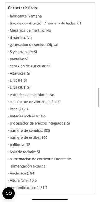 Teclado Yamaha 61 teclas