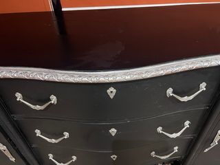 Aparador antiguo madera negro y plata