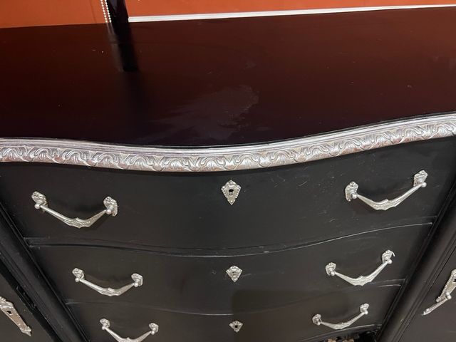 Aparador antiguo madera negro y plata