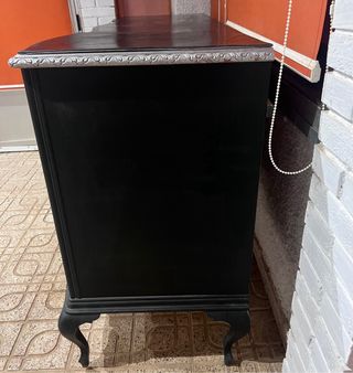 Aparador antiguo madera negro y plata