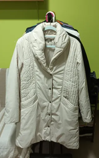 Abrigo largo mujer crema talla M-L
