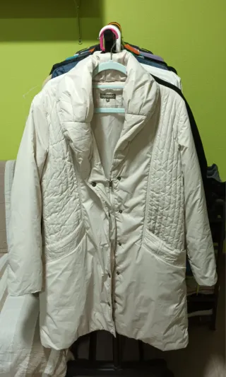 Abrigo largo mujer crema talla M-L