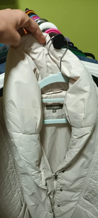 Abrigo largo mujer crema talla M-L