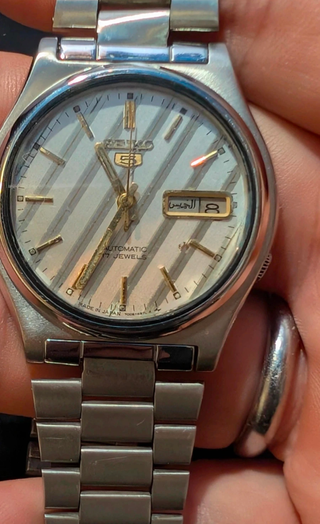 Seiko 5 Automatico Vintage Righe Oro Bianco