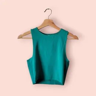 Top azul de algodón sin mangas