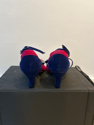 Zapatos de baile salón azul y rosa