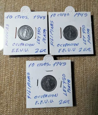 1917-18-44-45 MONEDAS FILIPINAS OCUPACIÓN E.E.U.U.