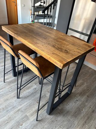 Tavolo alto cucina in legno e metallo