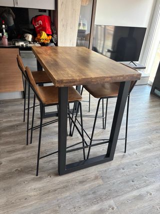 Tavolo alto cucina in legno e metallo