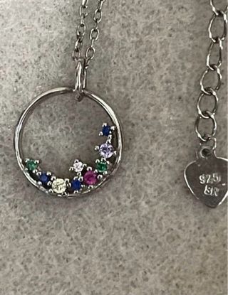 Conjunto Plata Pendientes y Collar Multicolor