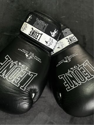 Guantes de boxeo Leone negros y gris