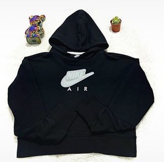 sudadera crop top nike negra con gris