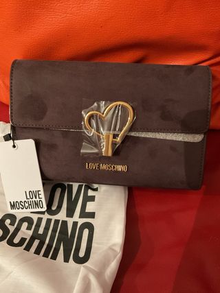 Love Moschino Borsa Marrone Camoscio Cuore Oro