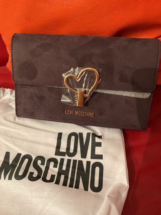 Love Moschino Borsa Marrone Camoscio Cuore Oro