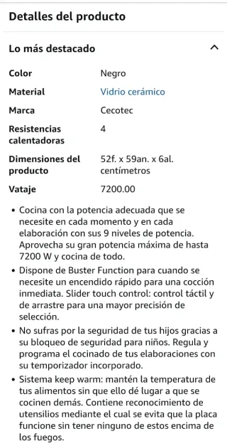 Placa Inducción Cecotec Bolero. A ESTRENAR