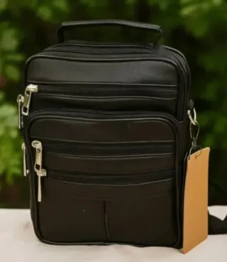Bolso Piel Auténtica Negro Bandolera Hombre