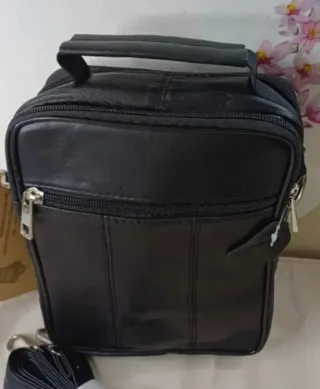 Bolso Piel Auténtica Negro Bandolera Hombre