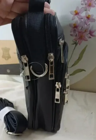 Bolso Piel Auténtica Negro Bandolera Hombre