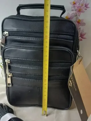 Bolso Piel Auténtica Negro Bandolera Hombre