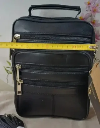 Bolso Piel Auténtica Negro Bandolera Hombre