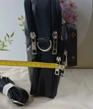 Bolso Piel Auténtica Negro Bandolera Hombre