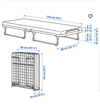 Cama Plegable NORRUDDEN Negra
