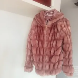 Abrigo rosa pelo talla M