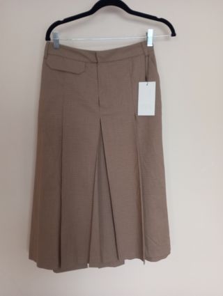 Falda Zara cuadros beige y marrón