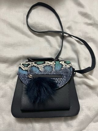Borsa donna pitonata blu