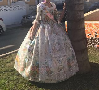 Traje de Fallera azul perla